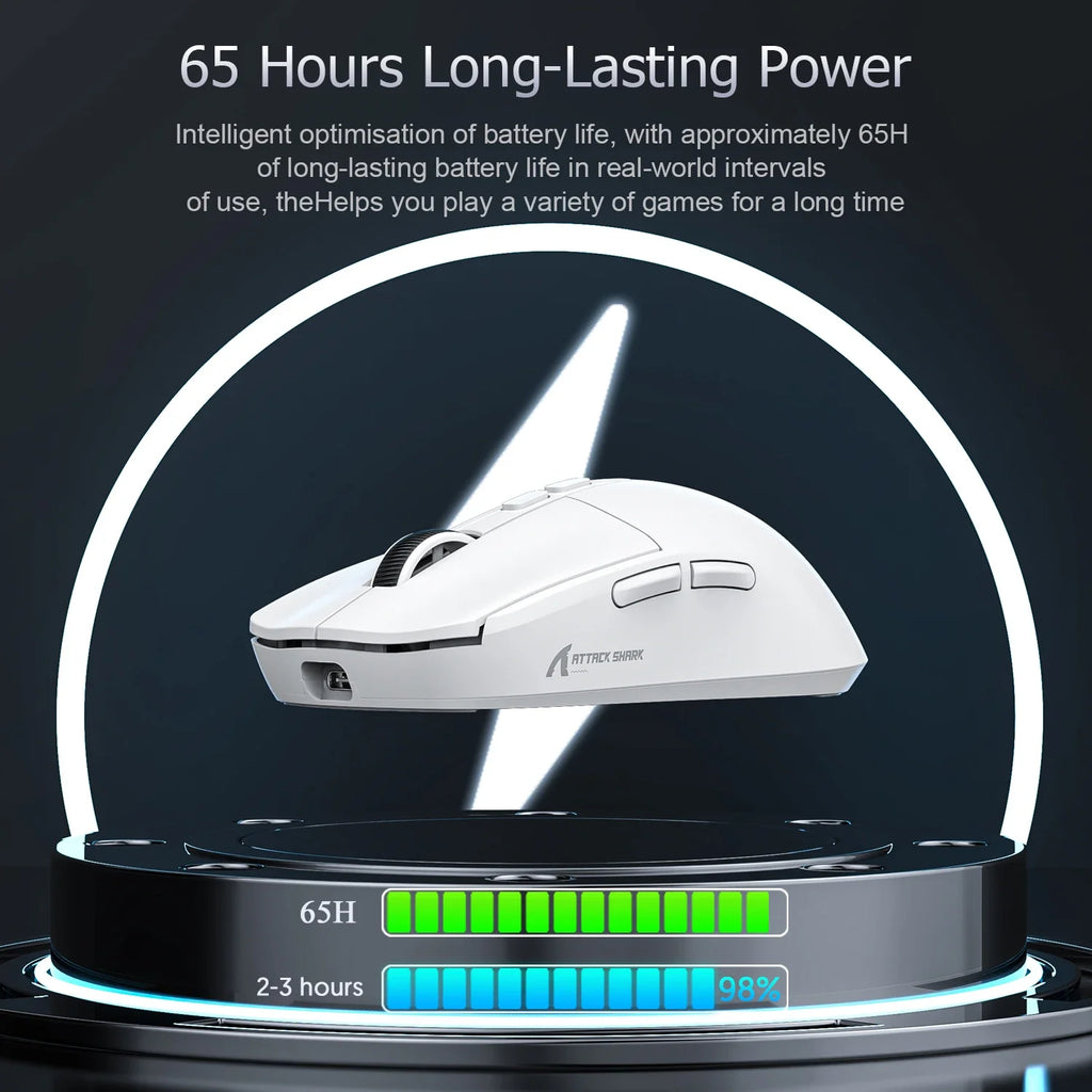ATTACK SHARK X6 PAW3395 Bluetooth Mouse , Tri-Mode Connection, RGB Touch Magnetic Charging Base, Macro Gaming Mouse