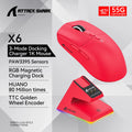 ATTACK SHARK X6 PAW3395 Bluetooth Mouse , Tri-Mode Connection, RGB Touch Magnetic Charging Base, Macro Gaming Mouse