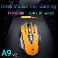 Inphic A9 2.4G Bluetooth Rechargeable Wireless Silent  Gaming Mouse   Three-mode  Mecha Style Mouse   For Pc  Office  Laptop