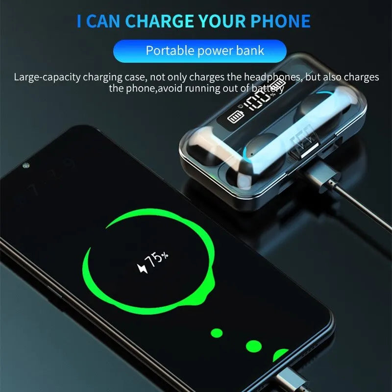 Wireless Bluetooth Earphones TWS Headphones LED Digital Display Binaural Headset Waterproof HD Calling Noise Reduction Headphone