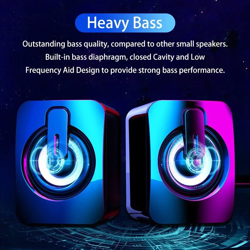 PC Laptops Computer Speakers PC Sound Box HIFI Stereo Microphone USB Wired Caixa De Som with LED RGB Light For Desktop Computer