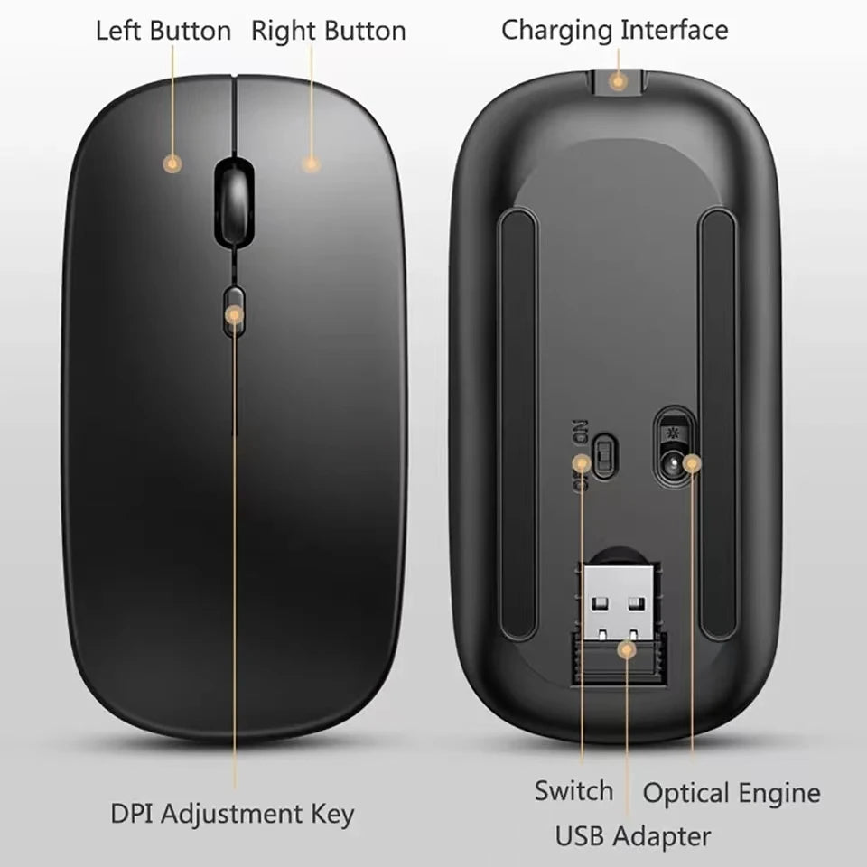 Rechargeable Wireless Mouse Gamer 2.4G USB Bluetooth-compatible Mouses For Laptop Pad Tablet Macbook Ergonomic Gaming Mouse