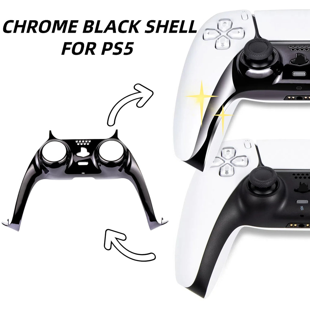 Chrome Black Glossy Chrome DIY Replacement Controller Shell for PS5 Custom Plates Cover Compatible Upgrade For PS5 Slim